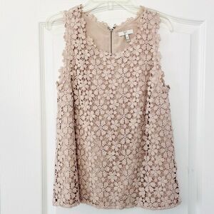 Joie Blush Lace Floral Sleeveless Top - XS